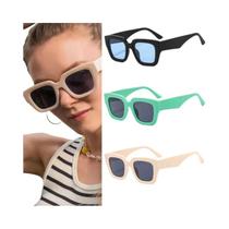Óculos De Sol Femininos Com Armação Grande UV400 Para Caminhada, 3 Peças, Quadrados, Anti Luz Para