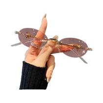 Óculos De Sol Femininos De Luxo Com Design Oval E Diamantes Incrustados Para Uso Diário Ao Ar Livre