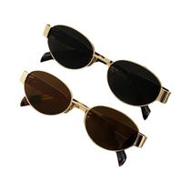 Óculos De Sol Femininos De Luxo Em Metal Com Armação Oval Cores Clássicas 1PCS 2PCS 3PCS