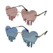 Óculos De Sol Femininos Em Formato De Coração Com Strass Sem Aro, Óculos De Sol Da Moda KAMMPT 1/2 Óculos De Sol Femininos Em Formato De Coração Com Strass Sem Aro, Óculos De Sol Da Moda KAMMPT 1/2