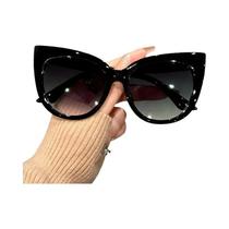 Óculos De Sol Femininos Estilo Gato Grande Retro Com Lentes Gradientes E Estampa De Leopardo Para