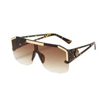 Óculos De Sol Femininos Grandes De Peça Única UV400 Com Cabeça De Leão, Topo Reto E Meia Armação, Óculos De Sol Femininos Grandes De Peça Única UV400 Com Cabeça De Leão, Topo Reto E Meia Armação,