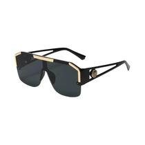 Óculos De Sol Femininos Grandes De Peça Única UV400 Com Cabeça De Leão, Topo Reto E Meia Armação,