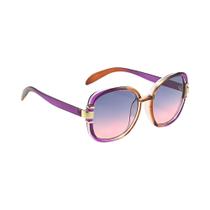 Óculos De Sol Femininos Modernos Com Gradiente Roxo E Laranja, Armação De Plástico Transparente E