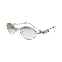Óculos De Sol Femininos Modernos Pequenos Ovais UV400 Com Cristais De Grife