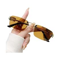 Óculos De Sol Femininos Modernos Sem Armação Com Gradiente De Cor, Proteção UV, Estilo Fashion Com Óculos De Sol Femininos Modernos Sem Armação Com Gradiente De Cor, Proteção UV, Estilo Fashion Com