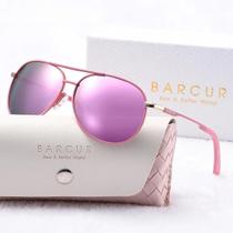 Óculos De Sol Femininos Polarizados Rosa, Leves, Com Armação Oval De Metal, Lente Gradiente Azul