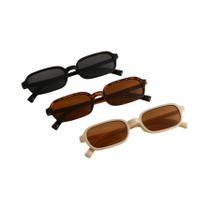 Óculos De Sol Femininos Pretos Com Armação Oval Em Estilo Tartaruga, Conjunto De 3 Peças