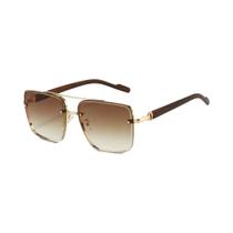 Óculos De Sol Femininos Retrô Com Lentes Gradientes De Madeira E Armação De Metal Chique, Estilo