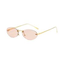 Óculos De Sol Femininos Sem Armação, Estilo Oval UV400, Óculos De Metal Redondos Sem Moldura, Estilo Óculos De Sol Femininos Sem Armação, Estilo Oval UV400, Óculos De Metal Redondos Sem Moldura, Estilo