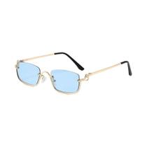 Óculos De Sol Femininos Vintage Hip Hop Com Armação Metálica Pequena Quadrada E Lentes Estreitas Da