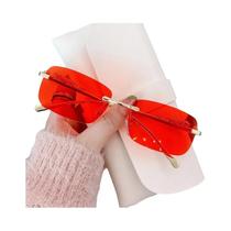 Óculos De Sol Femininos Vintage Pequenos Sem Armação UV400 De Marca Luxuosa Em Metal