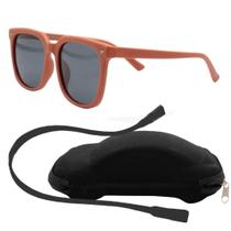 Óculos de Sol Flexível Infantil + Case Carrinho + Cordão Silicone Laranja