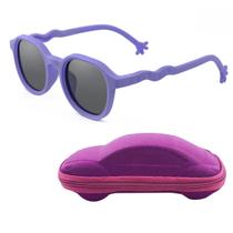Óculos de Sol Flexível Infantil + Case Carrinho Lilás