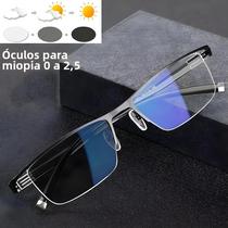 Óculos De Sol Fotocromáticos De Metal Com Meia Armação Estilo Empresarial Para Miopia, Proteção