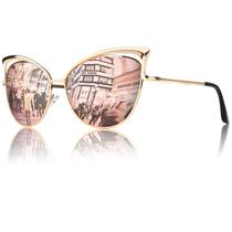 Óculos de sol GQUEEN Trendy Oversize Polarizados Cat Eye Rose Gold