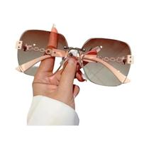 Óculos de Sol Gradiente Grandes para Mulheres - Sem Aro, Estilo Retro e Proteção UV Óculos de Sol Gradiente Grandes para Mulheres - Sem Aro, Estilo Retro e Proteção UV