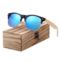 Óculos de Sol Hastes Estilo Madeira Bambu com Proteção uv400