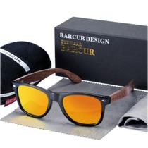 Óculos De Sol Hastes Madeira Polarizado Barcur Kit Completo