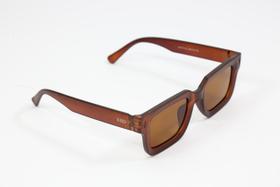 Óculos de Sol HD DOM Design Quadrado, Armação Marrom transl e Bordas Largas