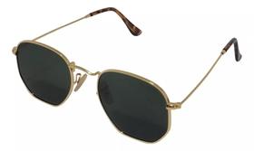 Óculos De Sol Hexagonal 3548 M. Lucca Dourado Lente Verde Importado Itália