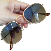 Óculos De Sol Hexagonal Azul Degrade Unissex Lentes De Cristal Proteção UV400 Moda Verão Óculos De Sol Hexagonal Azul Degrade Unissex Lentes De Cristal Proteção UV400 Moda Verão