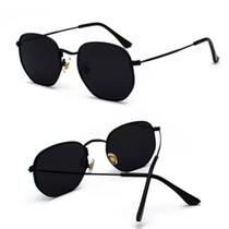 Óculos de sol Hexagonal Feminino preto prata dourado escuro proteção uv envio imediato - Óculos 20v