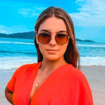 Óculos de Sol Hexagonal Marrom Unissex Proteção Solar UV400