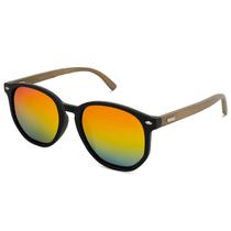 Óculos De Sol Hexagonal Perna De Madeira Proteção Uv
