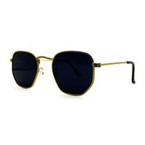 Óculos de Sol Hexagonal Preto Dourado Feminino Masculino Vintage Geek Retro - BW Company