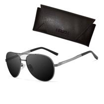 Óculos De Sol Hroch Masculino Polarizado Uv400 Metal Aviador