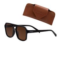 Óculos De Sol Hroch Modelo Romana, Com Proteção Uv400 com Case em Couro Óculos De Sol Hroch Modelo Romana, Com Proteção Uv400 com Case em Couro