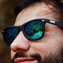 Óculos de Sol HUPI Wave Armação Preto Lente Verde Espelhado