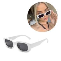 Óculos De Sol Hype Retrô Retangular Moda Branco Unissex