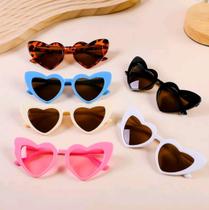Óculos de Sol Infantil Formato de Coração para Crianças Meninas Menina Moda Verão Coloridos Preto Rosa Luxo - LVO