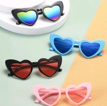 Óculos de Sol Infantil Formato de Coração para Crianças Meninas Moda Verão Flexível Coloridos Presente