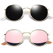 Óculos de sol Joopin Circle Metal Polarized UV400 Gold Black Óculos de sol Joopin Circle Metal Polarized UV400 Gold Black