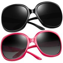 Óculos de sol Joopin Oversized Polarizados para mulheres (preto+rosa quente)