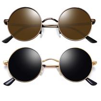 Óculos de sol Joopin Round Small Circle Gold Black Polarized UV Óculos de sol Joopin Round Small Circle Gold Black Polarized UV