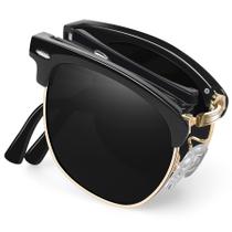 Óculos de sol Joopin Semi Rimless Pretos Dobráveis Polarizados UV400 Óculos de sol Joopin Semi Rimless Pretos Dobráveis Polarizados UV400