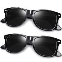 Óculos de sol Joopin Square Polarized UV400 Shiny Black (pacote com 2)
