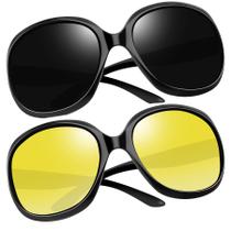 Óculos de sol Joopin Trendy Oversized Black para mulheres com visão noturna Óculos de sol Joopin Trendy Oversized Black para mulheres com visão noturna