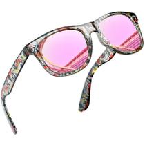 Óculos de sol Joopin Trendy Square Polarized UV400 Floral Pink