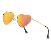 Óculos de sol JOVAKIT Polarized Heart para mulheres com espelho dourado/vermelho
