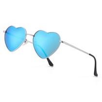 Óculos de sol JOVAKIT Polarized Heart para mulheres com espelho prateado/azul