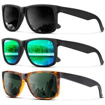 Óculos de sol KALIYADI Polarized UV400 Classic Matte Black, pacote com 3