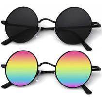 Óculos de sol KALIYADI redondos polarizados em metal retrô UV47mm (pacote com 2)