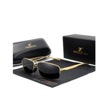 Oculos de sol kingseven 7088 dourado lente marrom polarizado