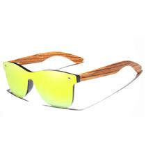 Óculos de Sol Kingseven Retro Hastes de Madeira Lente Plana Estilo Square Nova Moda com Proteção Uv400 Polarizados Z-550