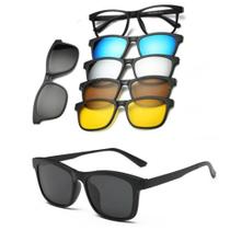 Óculos De Sol Kit Oculos Com Armação Clip On 6 Em 1 Polariza